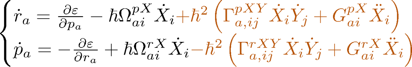 Quantum-geometric contributions to the equations of motion of an electron wave packet.